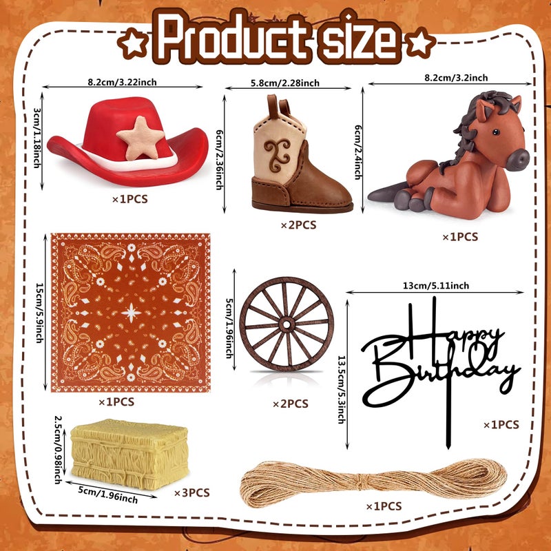 KEEPARTY Cowboy Cake Decorations Hat and Boot Horse Cake Toppers for Western Theme Cowboy Cowgirl Birthday Baby Shower Party Favors Supplies - Image 2